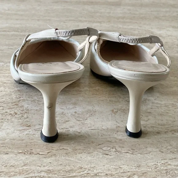 Vintage Chanel CC Bow Cap Toe Slingback Heels - Picture 8 of 9